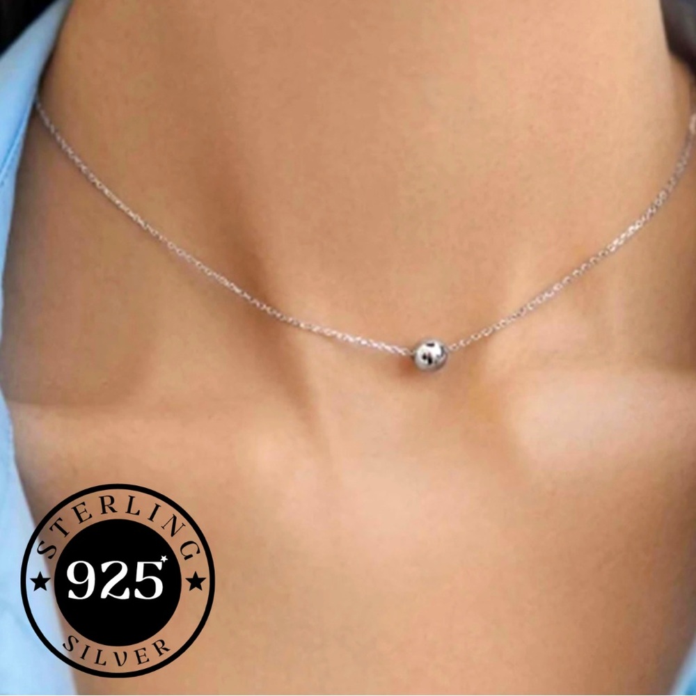 Sterling Silver Simplistic Solitaire High-Polished Ball-Shaped Pendant Necklace!